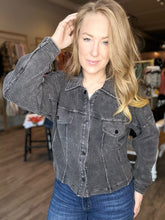 Load image into Gallery viewer, Black Mineral Washed Waist Jacket