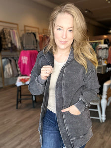 Black Mineral Washed Cardigan