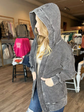 Load image into Gallery viewer, Black Mineral Washed Cardigan