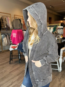 Black Mineral Washed Cardigan