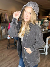 Load image into Gallery viewer, Black Mineral Washed Cardigan