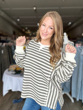 Load image into Gallery viewer, Cream Stripe Waffle Long Sleeve