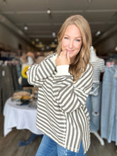 Load image into Gallery viewer, Cream Stripe Waffle Long Sleeve