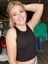 Load image into Gallery viewer, Black Athletic Crop Tank Top