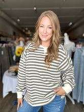 Load image into Gallery viewer, Cream Stripe Waffle Long Sleeve