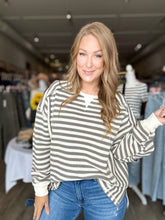 Load image into Gallery viewer, Cream Stripe Waffle Long Sleeve