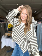 Load image into Gallery viewer, Cream Stripe Waffle Long Sleeve