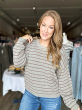 Load image into Gallery viewer, Grey Striped Crew Neck Sweater