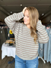 Load image into Gallery viewer, Grey Striped Crew Neck Sweater