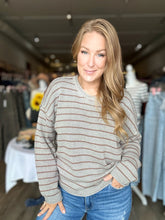 Load image into Gallery viewer, Grey Striped Crew Neck Sweater