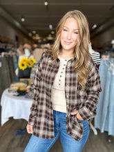 Load image into Gallery viewer, Chocolate Plaid Button Down Long Sleeve
