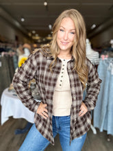 Load image into Gallery viewer, Chocolate Plaid Button Down Long Sleeve