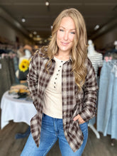 Load image into Gallery viewer, Chocolate Plaid Button Down Long Sleeve
