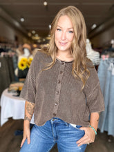 Load image into Gallery viewer, Brown Washed Rolled Edge Cardigan