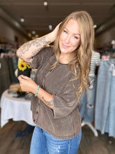 Load image into Gallery viewer, Brown Washed Rolled Edge Cardigan