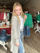 Load image into Gallery viewer, Charcoal Open Front Hooded Cardigan