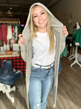 Load image into Gallery viewer, Charcoal Open Front Hooded Cardigan