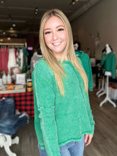 Load image into Gallery viewer, Kelly Green Washed Waffle Long Sleeve