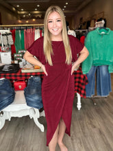 Load image into Gallery viewer, Merlot Split Wrap Flutter Sleeve Dress