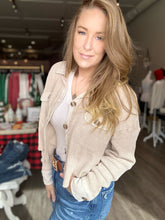 Load image into Gallery viewer, Beige Waffle Button Up Waist Shacket