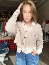 Load image into Gallery viewer, Beige Waffle Button Up Waist Shacket