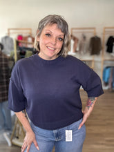 Load image into Gallery viewer, Navy Drop Shoulder Short Sleeve