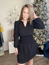 Load image into Gallery viewer, Black Long Sleeve Flutter Dress