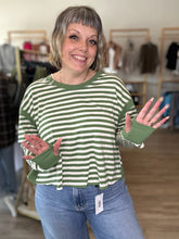 Load image into Gallery viewer, Green Striped Long Sleeve Top
