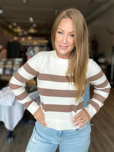 Load image into Gallery viewer, Mocha Striped Pullover Sweater