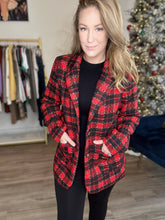 Load image into Gallery viewer, Red Holiday Checkered Blazer
