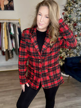 Load image into Gallery viewer, Red Holiday Checkered Blazer