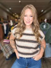Load image into Gallery viewer, Brown Stripe Short Sleeve Sweater
