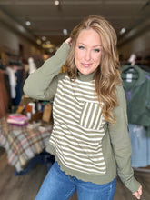 Load image into Gallery viewer, Faded Olive Striped Long Sleeve