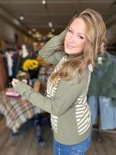 Load image into Gallery viewer, Faded Olive Striped Long Sleeve