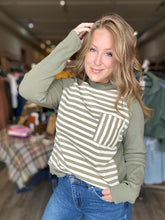 Load image into Gallery viewer, Faded Olive Striped Long Sleeve