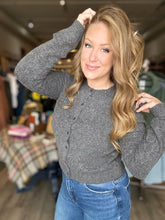 Load image into Gallery viewer, Charcoal Crew Neck Cardigan
