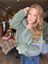 Load image into Gallery viewer, Sage Green Half-Zip Fleece Pullover
