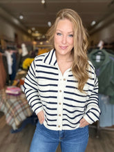 Load image into Gallery viewer, Cream Striped Button Front Cardigan