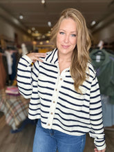 Load image into Gallery viewer, Cream Striped Button Front Cardigan