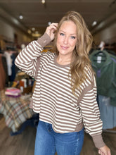 Load image into Gallery viewer, Mocha Striped Long Sleeve Top