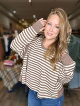 Load image into Gallery viewer, Mocha Striped Long Sleeve Top