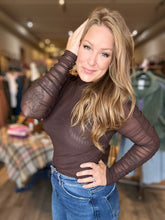 Load image into Gallery viewer, Chocolate Semi Sheer Long Sleeve