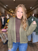 Load image into Gallery viewer, Olive Crochet Cropped Cardigan