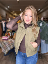 Load image into Gallery viewer, Olive Cropped Puffer Vest