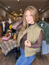 Load image into Gallery viewer, Olive Cropped Puffer Vest