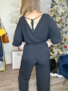 Black Kimono Sleeve Jumpsuit
