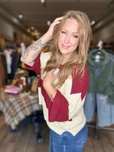 Load image into Gallery viewer, Cabernet Split Neck Stripe Sweater