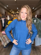Load image into Gallery viewer, Blue Mock Neck Sweater