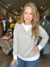 Load image into Gallery viewer, Grey Striped Ribbed Pullover