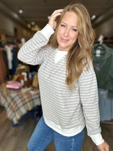 Load image into Gallery viewer, Grey Striped Ribbed Pullover